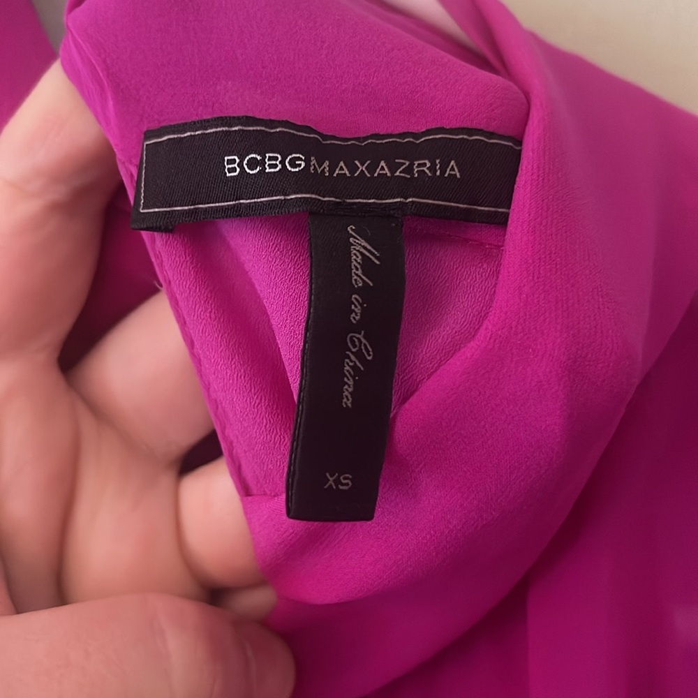 bcbg darci magenta xs s m silk neck tie dress gown prom pink long - Picture 6 of 7